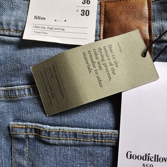 Goodfellow & Co Men's Slim Fit Hemp Robson Distressed Blue Denim Jeans - Picture 11 of 12